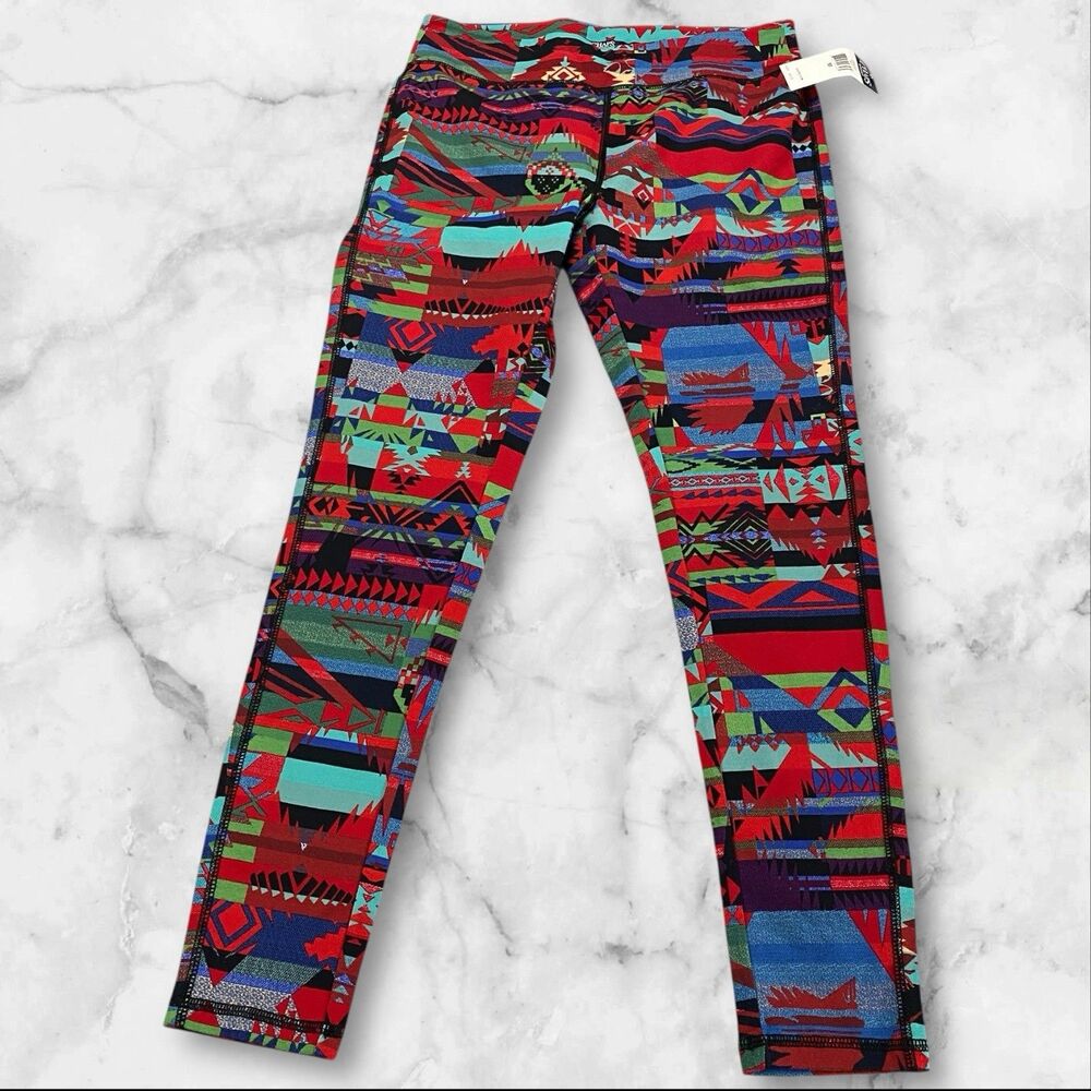 Chaps Sport Leggings Pants Multicolor Southwest Pattern Womens Size M MSRP $59
